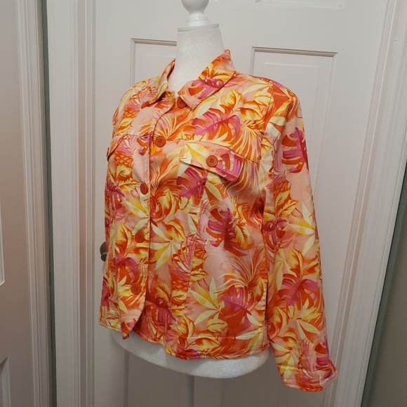 NWOT Drapers & Damon's Floral Print Cotton Jacket Size PXL, Preppy Colorful - Picture 5 of 9